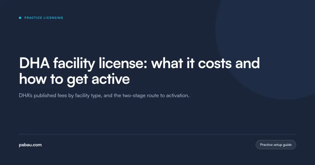 Pabau blog card: DHA facility license, what it costs and how to get active