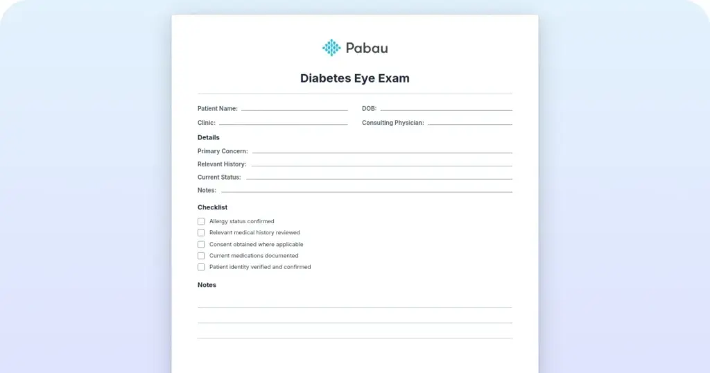 Diabetes Eye Exam: Complete Vision Care Guide preview from Pabau