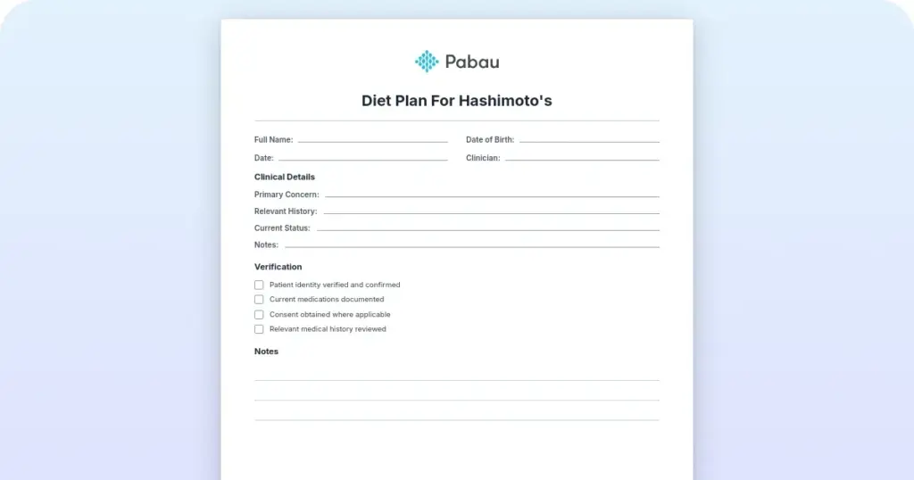 7-day diet plan for Hashimoto's: Foods to eat and avoid preview from Pabau