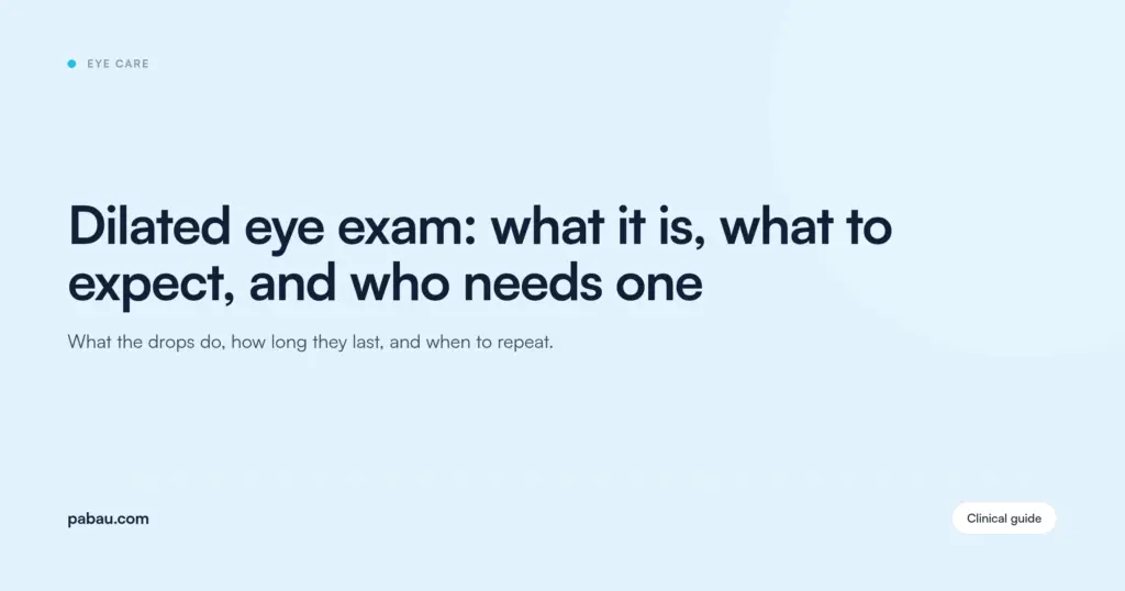 Pabau blog card: Dilated eye exam, what it is, what to expect, and who needs one