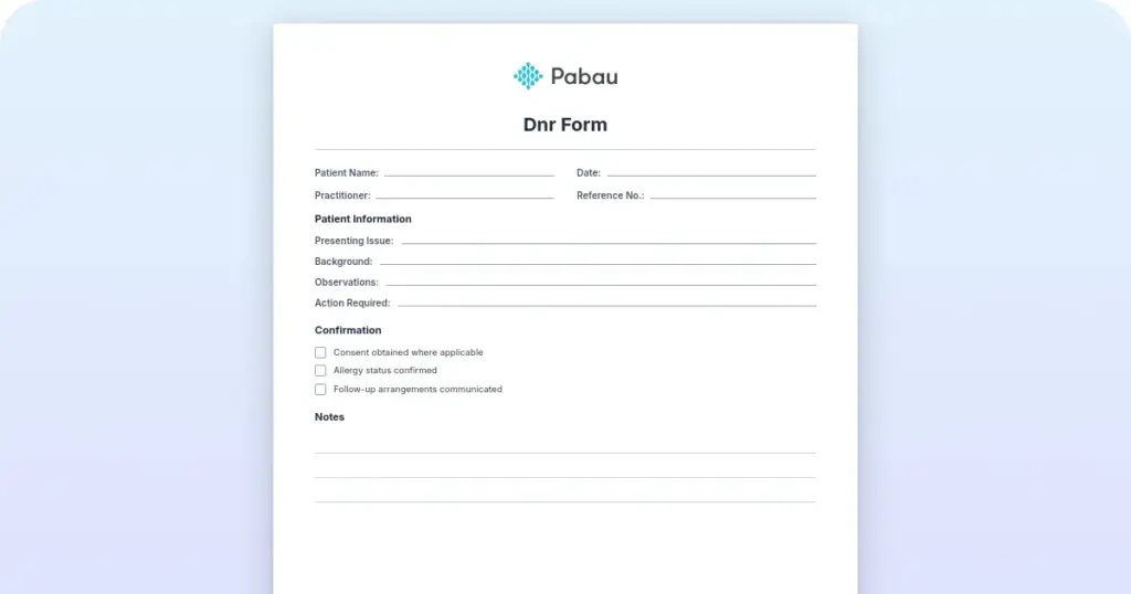 DNR form: Free template and how to complete it preview from Pabau