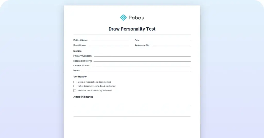 Draw personality test preview from Pabau