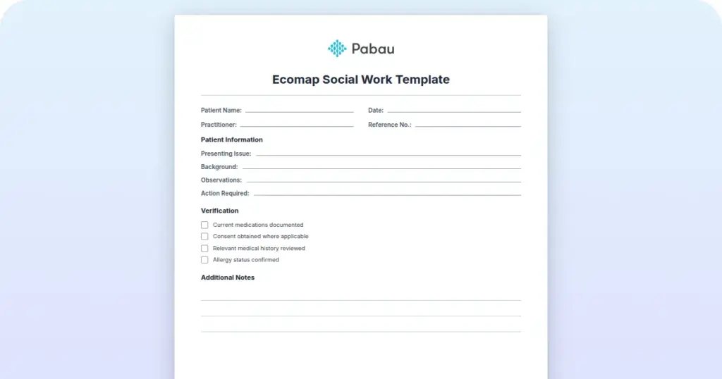 Ecomap Social Work Template preview from Pabau