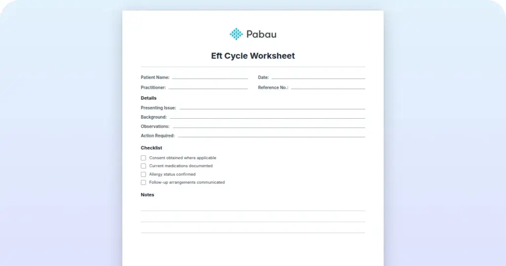 EFT Cycle Worksheet preview from Pabau