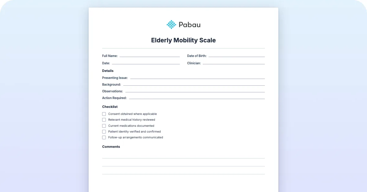 Lab Inventory Management Pdf Elderly Mobility Scale - Free PDF Download | Pabau