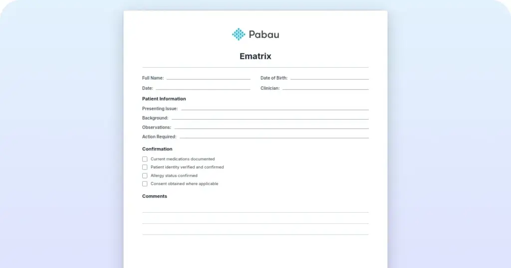 eMatrix treatment aftercare protocol preview from Pabau