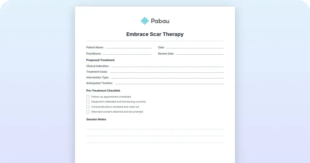 Embrace scar therapy: Clinical guide and aftercare instructions preview from Pabau