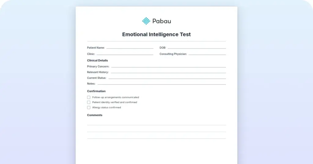 Emotional intelligence test PDF: Free assessment tool for therapists preview from Pabau