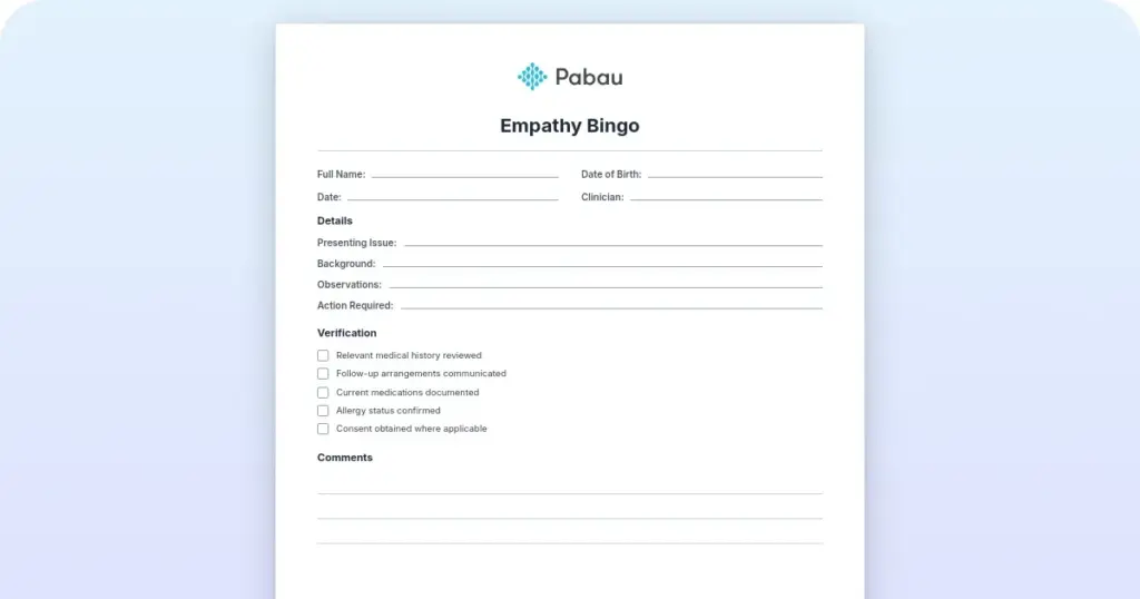 Empathy bingo: boost connection and understanding preview from Pabau