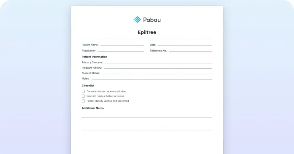 Epilfree consultation form: Free consent template preview from Pabau