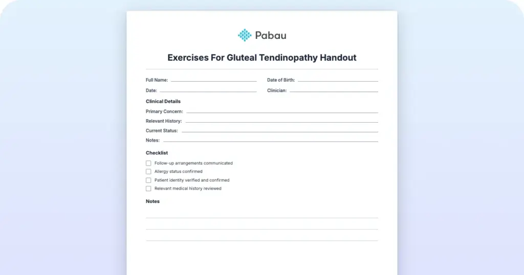 Exercises For Gluteal Tendinopathy Handout