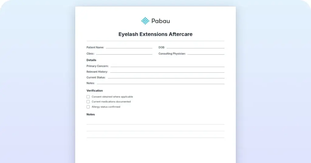 Eyelash extensions aftercare preview from Pabau
