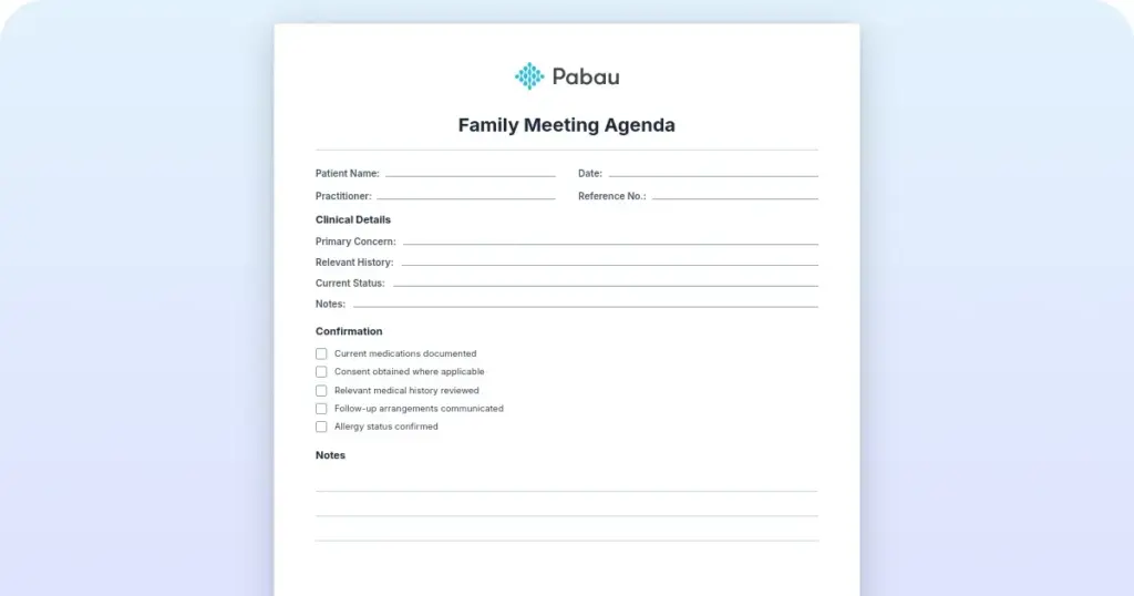 Family meeting agenda: Free template, topics, and how to run one preview from Pabau