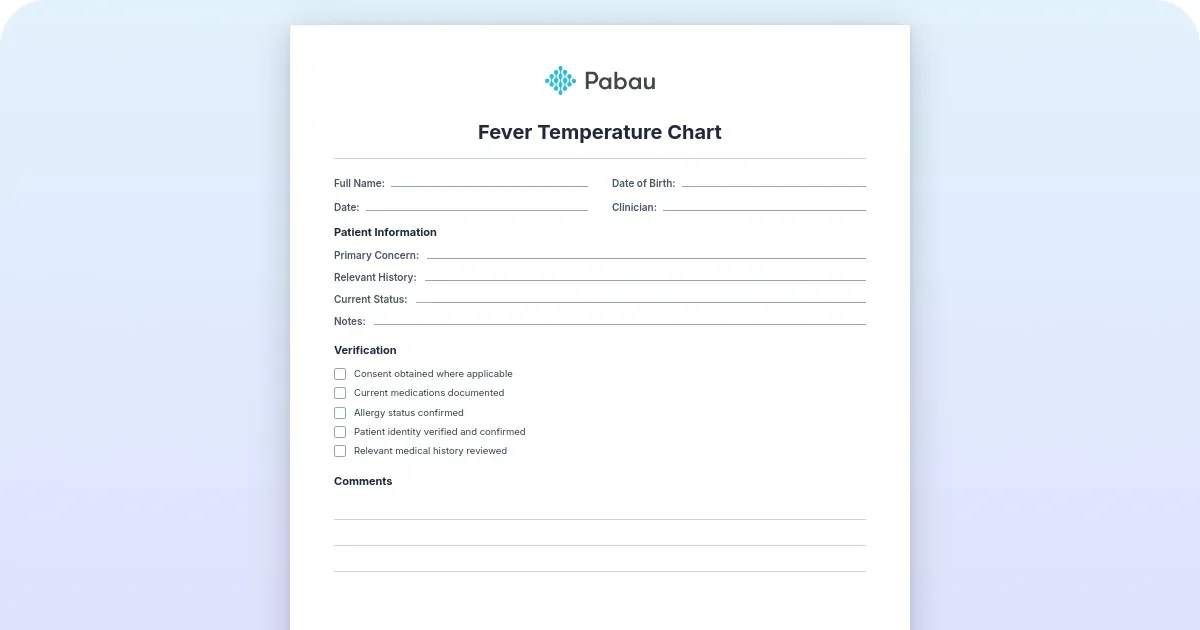 Fever Temperature Chart - Free PDF Download | Pabau