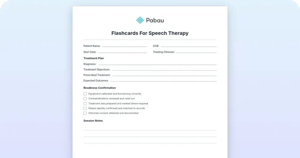 Flashcards for speech therapy preview from Pabau