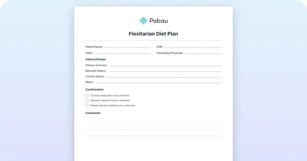Flexitarian diet plan preview from Pabau