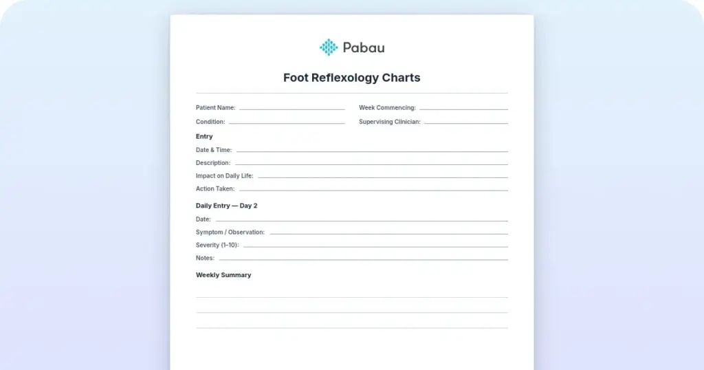 Foot reflexology charts preview from Pabau