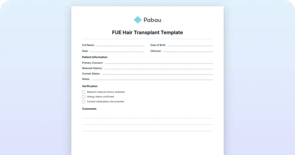 Fue Hair Transplant Template