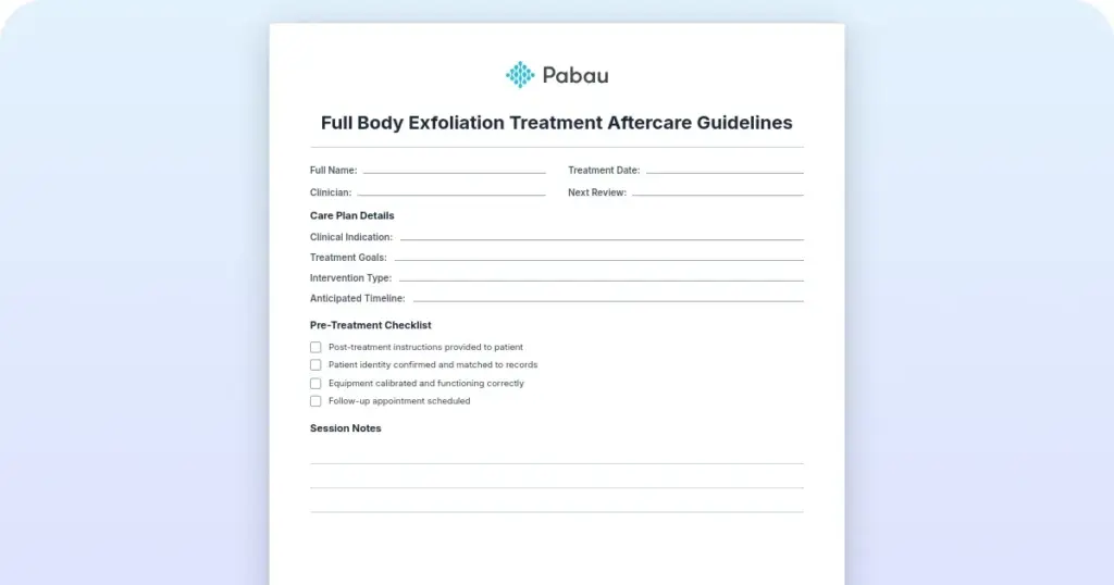 Full Body Exfoliation Aftercare Guide preview from Pabau