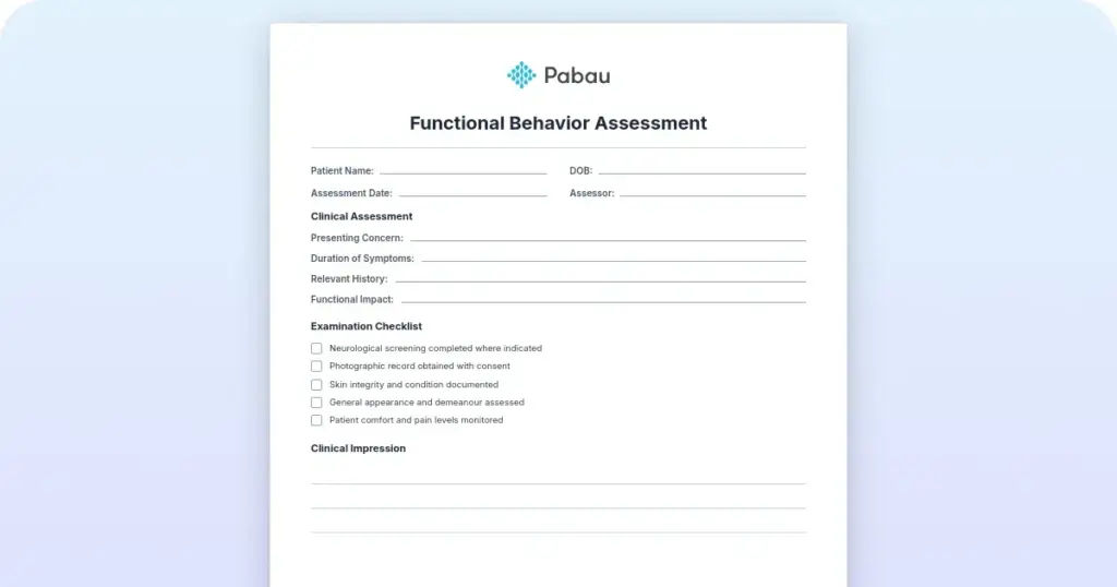 Functional behavior assessment preview from Pabau