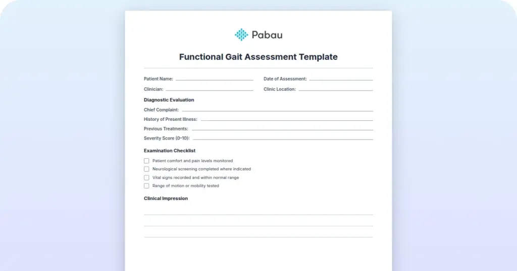 Functional Gait Assessment Template preview from Pabau