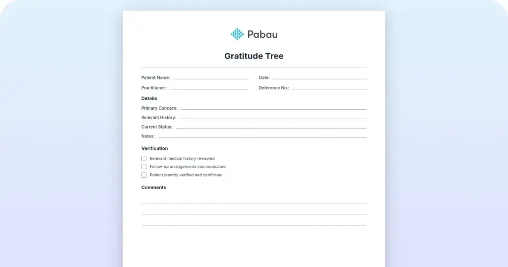 Gratitude Tree Worksheet preview from Pabau