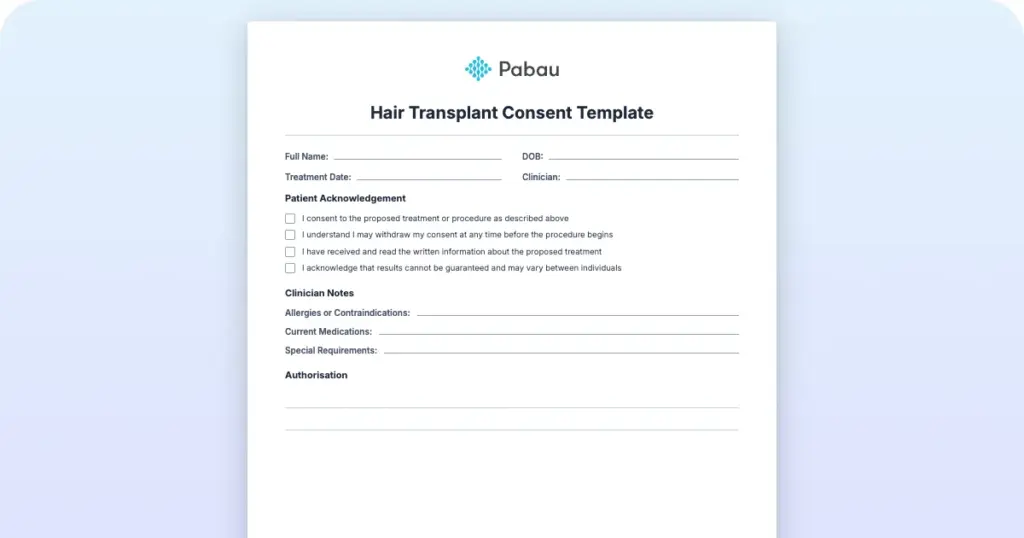 Hair Transplant Consent Form