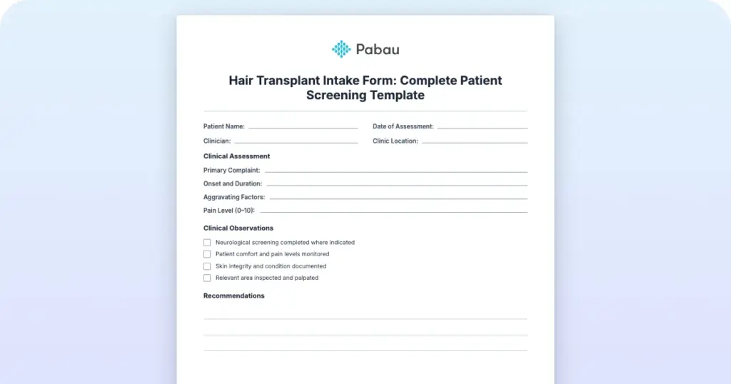 Hair Transplant Intake