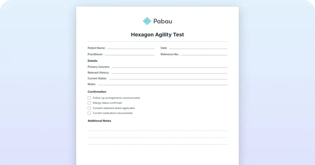 Hexagon Agility Test preview from Pabau