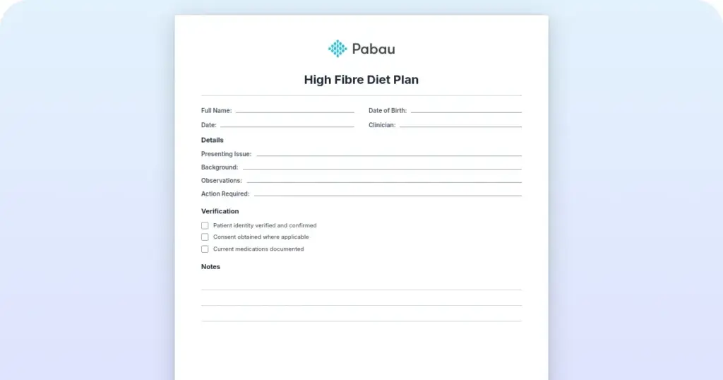 High fibre diet meal plan: A 7-day template for clinicians preview from Pabau