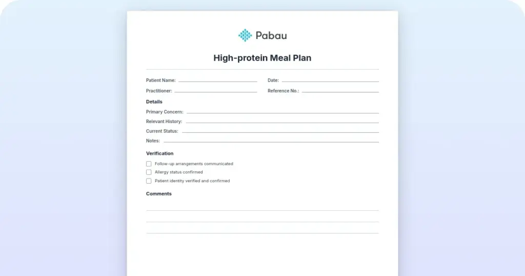 High-Protein Meal Plan preview from Pabau