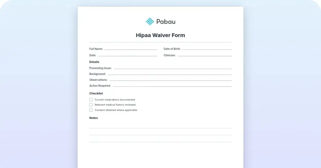 HIPAA waiver form template: What makes it legally valid preview from Pabau