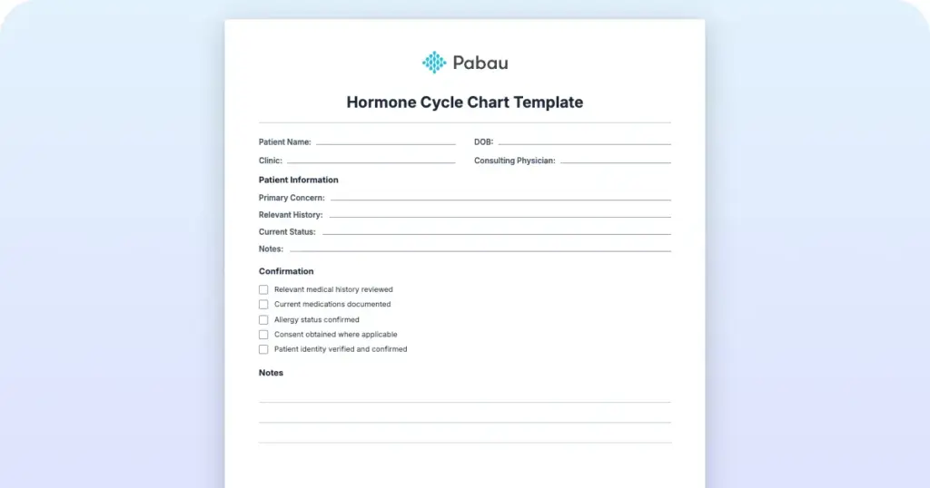 Hormone Cycle Chart Template
