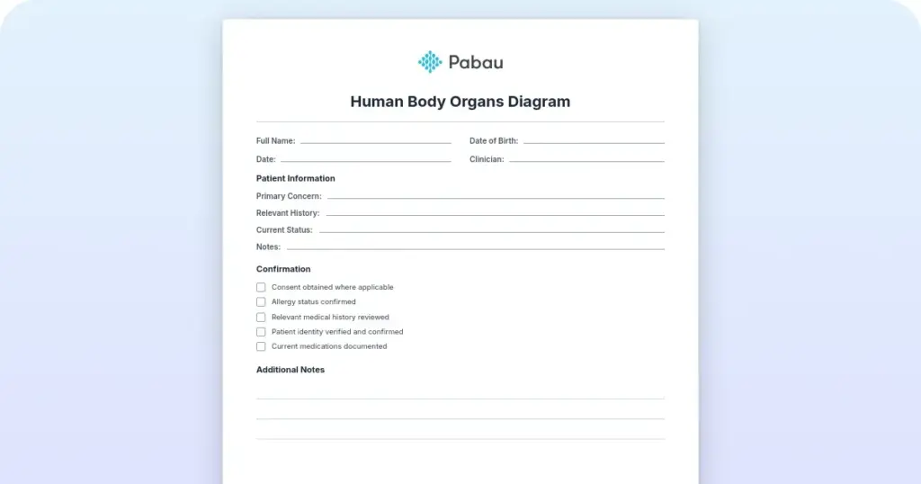 Human Body Organs Diagram preview from Pabau
