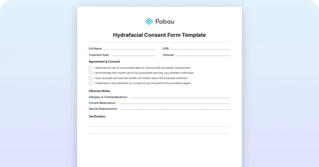 Hydrafacial Consent Form