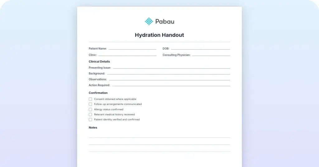 Hydration Handout: Free Template preview from Pabau