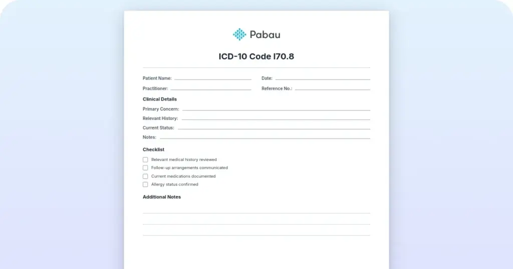 ICD-10 Code I70.8 preview from Pabau