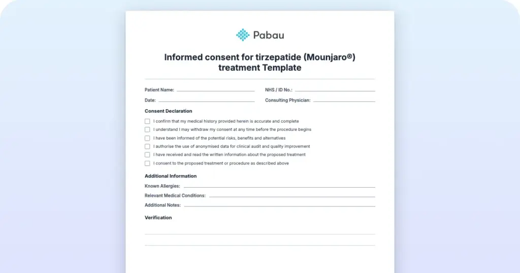 Informed Consent For Tirzepatide Mounjaro Treatment Template