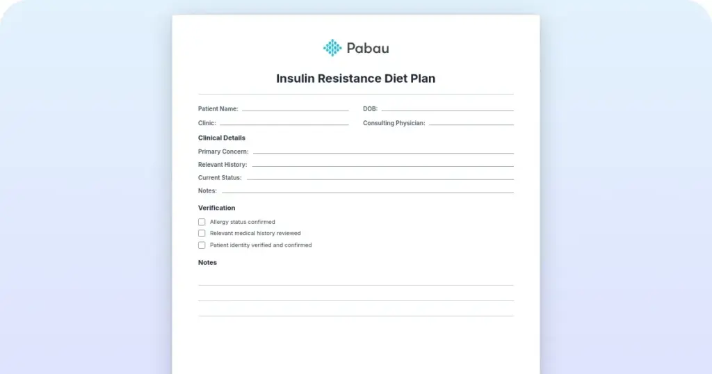 Insulin resistance diet plan: Foods to eat and a weekly planner preview from Pabau