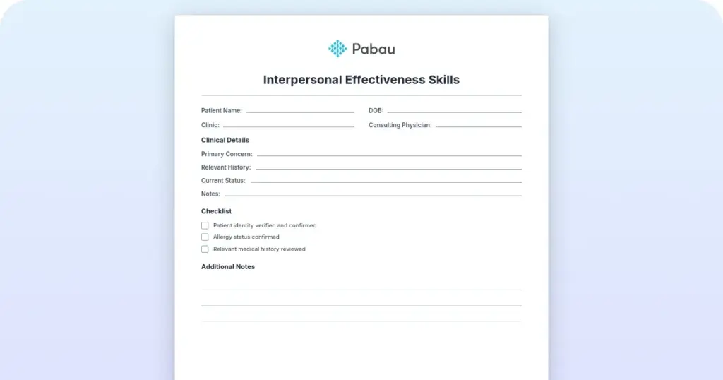 Interpersonal effectiveness skills worksheet preview from Pabau