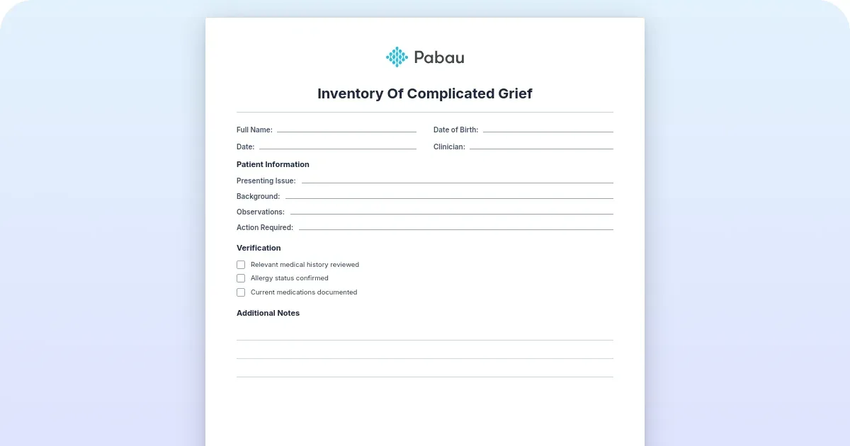 Inventory of Complicated Grief: Free template and scoring guide - Free ...