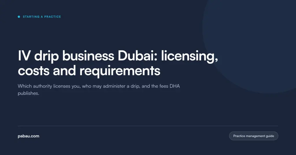 Pabau blog card: IV drip business Dubai, licensing, costs and requirements
