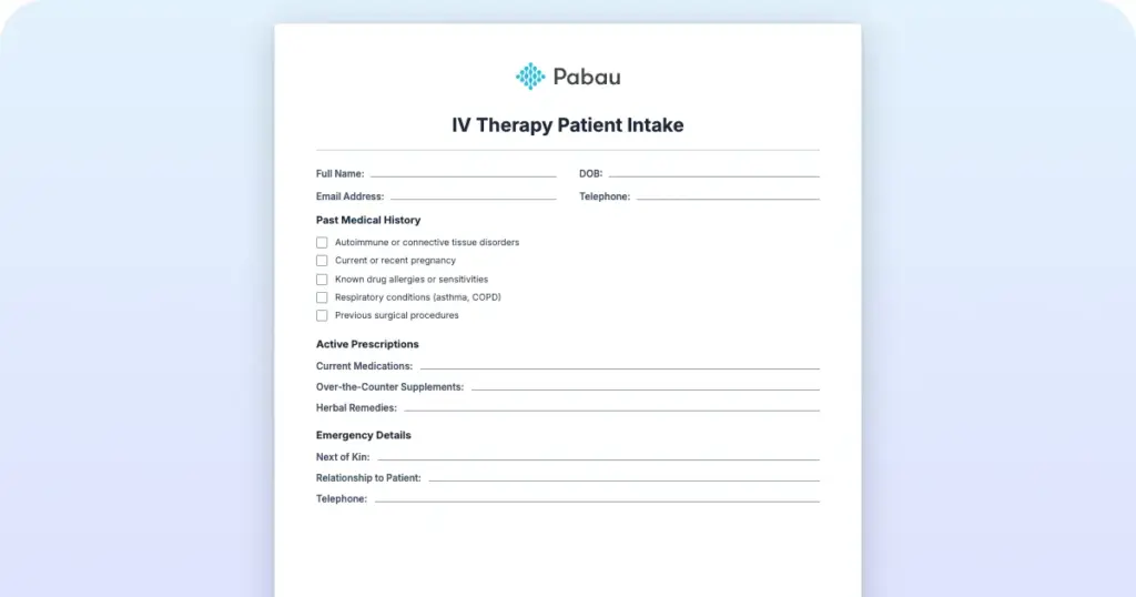 Iv Therapy Patient Intake