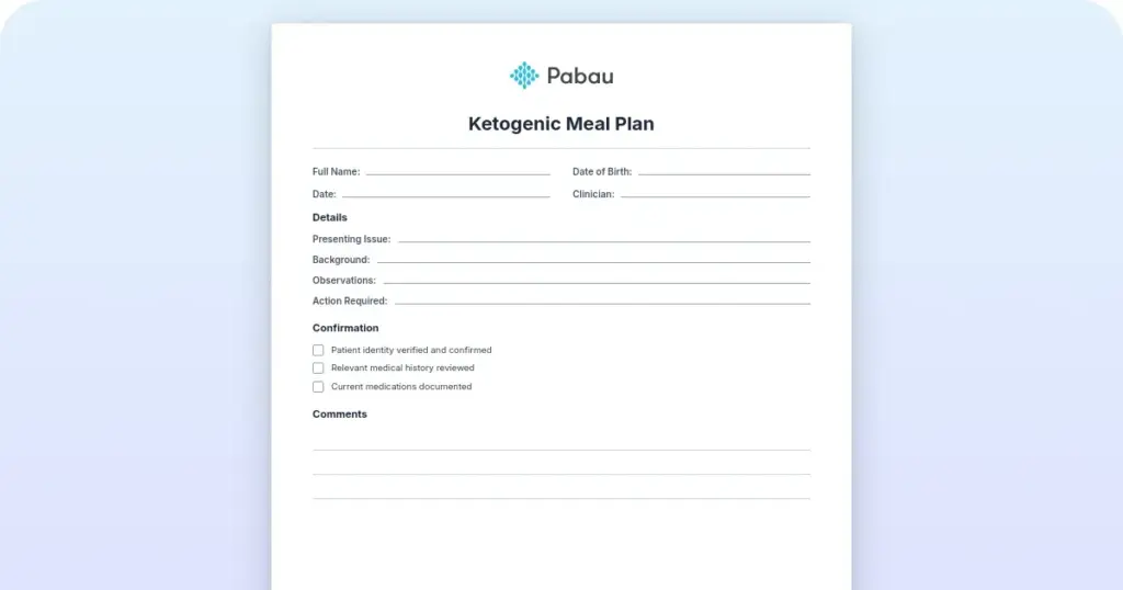 Ketogenic meal plan: Free 7-day template for practitioners preview from Pabau