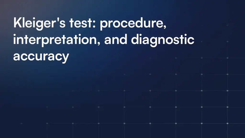 Kleiger's test: procedure, interpretation, and diagnostic accuracy