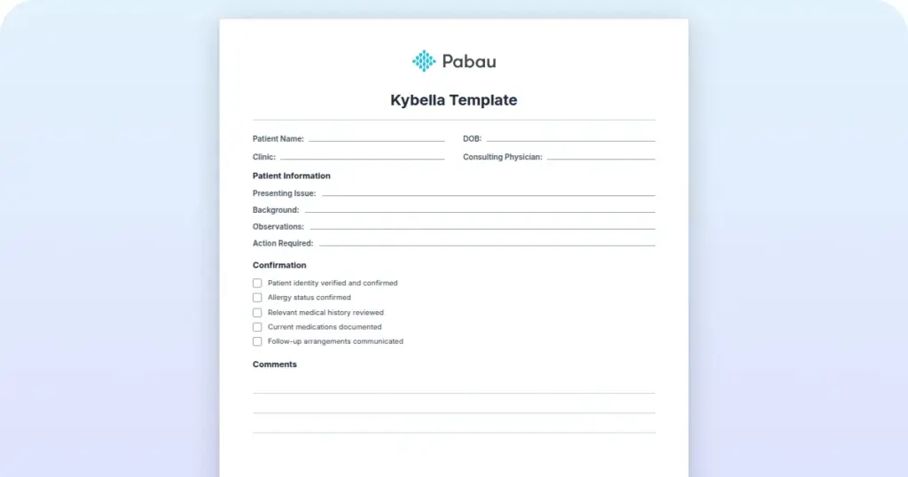 Kybella Template preview from Pabau
