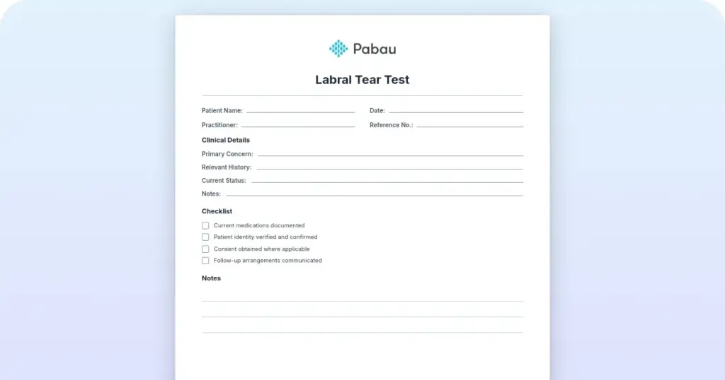 Labral tear test preview from Pabau