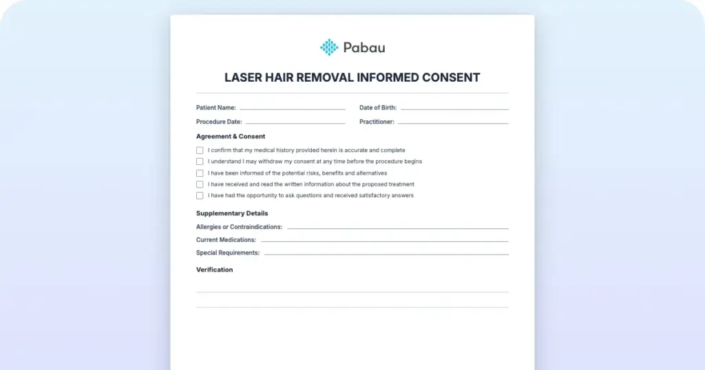 LASER HAIR REMOVAL INFORMED CONSENT preview from Pabau
