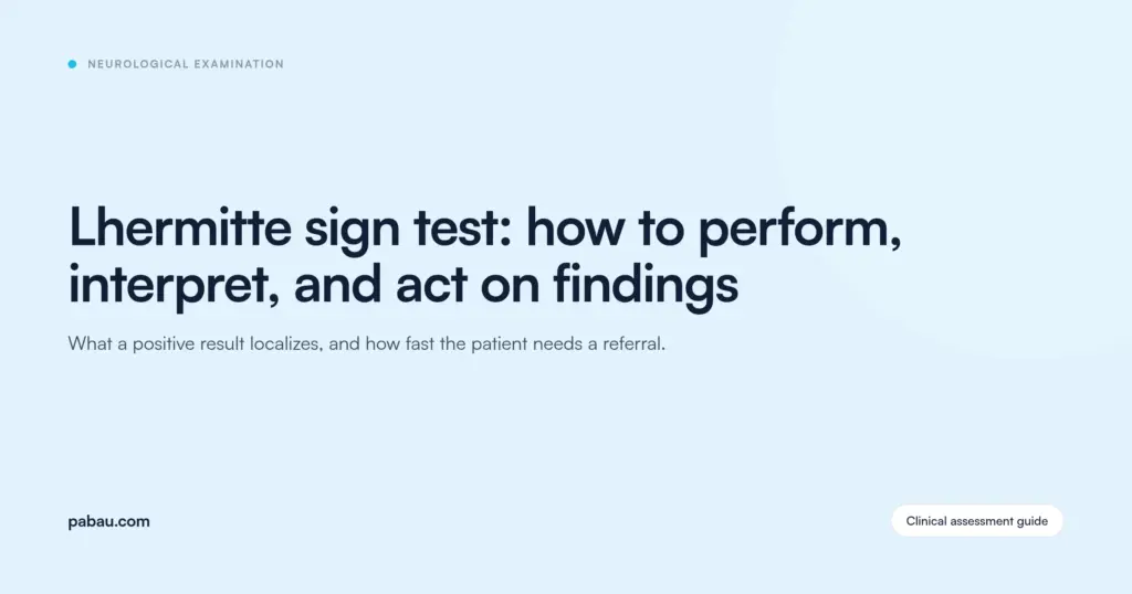 Pabau blog card: Lhermitte sign test, how to perform, interpret, and act on findings