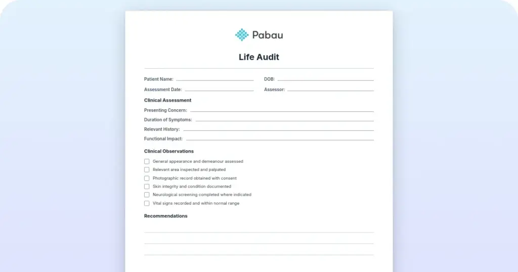 Life audit: How to review every area of your life (free template) preview from Pabau